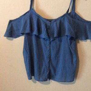 Jean off the shoulder blouse